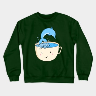 Dolphin Swimming In A Cup Of Tea Crewneck Sweatshirt